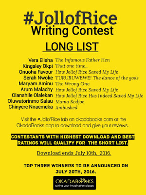 Long List: OkadaBooks’ #JollofRice Writing Contest 2016